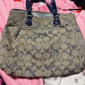 Coach Tan and Blue Signature Tote